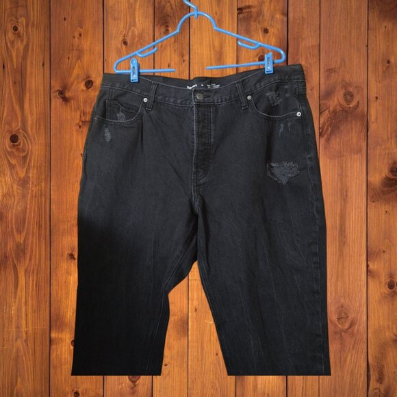 Old Navy Women's Size 18 High Rise Slouchy Straight Button Fly Black Jeans Denim - Picture 2 of 5